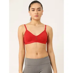 Lady Lyka Red Solid Cotton Workout Bra-Full Coverage Non-Wired Non Padded-picture-14