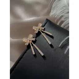 Lady Raiment Gold Plated Artificial Stones Studded Contemporary Shaped Drop Earrings-picture-12