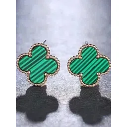 Lady Raiment Green Flower Gold Plated Stud Earrings-picture-33