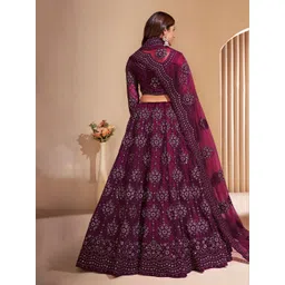 LADY SHOPI Embroidered Thread Work Semi-Stitched Lehenga & Unstitched Blouse With Dupatta image 5