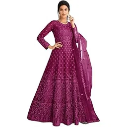 lady shopi Women's Net Embroidered Semi-Stitched Gown (Bhavika Gown-New)-picture-21