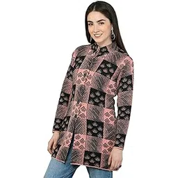 lady willington Women Woolen Long Coat Warm Round Neck Fabric Cardigan Winter Wear Pure Wool Thick Sweater For Women Rainbow Wool Free Size Cotty Fully Warm Cardigans With Side Pockets(3XL,REDVELVET)-picture-26