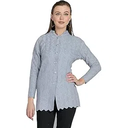 lady willington Women's Wool Round Neck Cardigan (FRONTLONGKADAIBAND_Grey_S)-picture-21