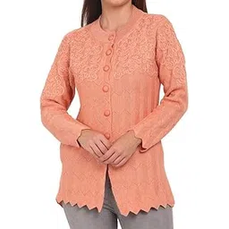 lady willington Women's Wool Round Neck Cardigan (FRONTLONGKADAIBAND_Peach_XXX-Large)-picture-15
