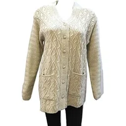 lady willington Women's Wool V-Neck Cardigan (PUREWOOLRAINBOWSEMICOTTYL_Off White_3XL)-picture-47