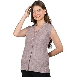 lady willington Women's Wool V-Neck Cardigans (PUREWOOLRAINBOWSEMIHALFSLEEVECOTTY_Mouse_L)-picture-52