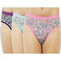 ladyland Pack of 3 Women Antibacterial Soft Hipster Panty for Regular Uses, Made of 100% Cotton,Allergy Free, Waist Grip Fit, Flower Printed Comfortable Panties for Girls, Ladies-picture-21