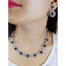 Ladymania Silver-Plated American Diamond-Studded Jewellery Set-picture-12