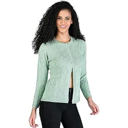 ladywillington Lady Willington Women Woolen Round Neck Self Design Cardigan Heavy Rainbow Fabric Winter Wear Pure Wool Cardigan for Women Long Cotty Fully Warm Cardigan Free Sizes-picture-24