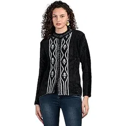 ladywillington Women Woolen Round Neck Self Design Hair Fabric Cardigan Winter Wear Pure Wool Cardigan for Women Long Cotty Fully Warm Cardigans Free Size-picture-44