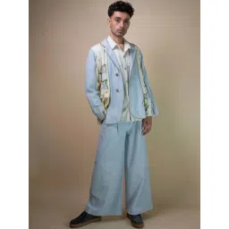 Lafaani Light Blue Meadows Unisex Panelled Blazer-picture-40