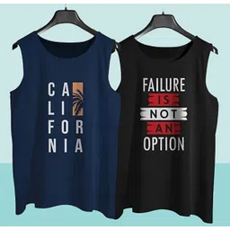 lagav Pack of 2 Cotton Gym Vest Black and Blue Stylish Tranding Printed Vest / Ganji / sando Men Vest-picture-11