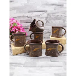 laghima jadon Brown 6 Pieces Printed Ceramic Glossy Cups Set-picture-11