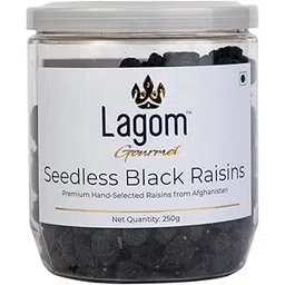 Lagom Gourmet Seedless Black Raisins 250g | All Natural | No Preservatives | No Added Sugar | Gluten Free | Vegan | Plant Based | Non GMO | Raisins Dry Fruit | Kismis | Kishmish-picture-11