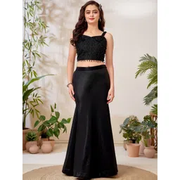 Lagorii Girls Embellished Beads and Stones Semi-Stitched Lehenga &-picture-58