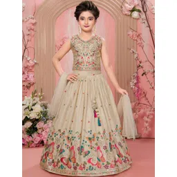 Lagorii Girls Embroidered Sequinned Semi-Stitched Lehenga & Blouse With Dupatta-picture-34