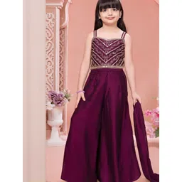 Lagorii Girls Ethnic Motifs Embroidered Regular Top with Palazzos & With Dupatta-picture-31