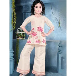 Lagorii Girls Floral Printed Regular Beads and Stones Kurti with Palazzos-picture-39