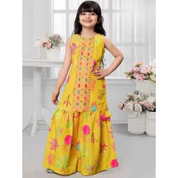 Lagorii Girls Floral Printed Regular Kurti with Sharara-picture-10