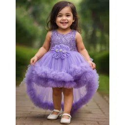 Lagorii Girls Purple Sequin Bodice High-Low Party Frock with Ruffle Layers-picture-22