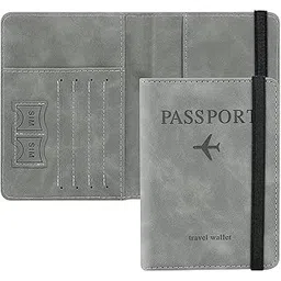 lahimo Passport Holder Cover Travel Wallet Organiser, Passport Case with RFID Blocking, PU Leather Travel Document Holder for Men & Women Travel Accessories (Grey)-picture-49