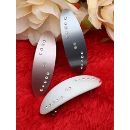 LAIDA Women Set of 3 Metal Embellished French Barrette-picture-18