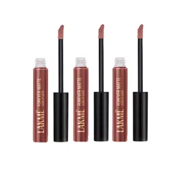 Lakme Set Of 3 Forever Matte Lightweight 16Hr Liquid Lipstick 5.6ml Each - Nude Hue-image-38