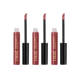 Lakme Set of 3 Forever Matte Transferproof 16Hr Liquid Lipstick 5.6 ml each - Pink Venus-image-40