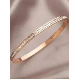 laksh Cubic Zirconia Rosegold-Plated Kada Bracelet-picture-29