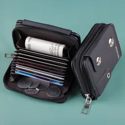 laksh Men & Women Casual Black Genuine Leather RFID Card Holder-picture-12