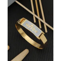 LAKSH Men Stainless Steel Gold-Plated Kada Bracelet-picture-15