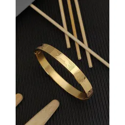 LAKSH Men Stainless Steel Gold-Plated Kada Bracelet-picture-10