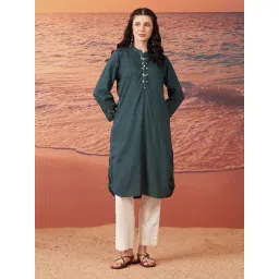 Lakshita Teal Tencel Kurta-picture-48