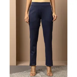 Lakshita Women Mid Rise Smart Straight Fit Plain Trousers-picture-10