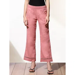 Lakshita Women Smart Straight Fit Mid-Rise Easy Wash Linen Trousers-picture-17