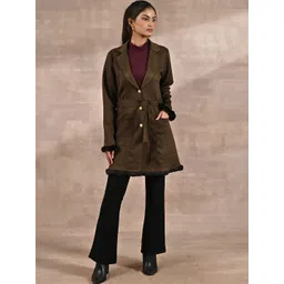 Lakshita Women Suede Regular Fit Trench Coat-picture-15