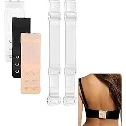 lakshminarayan sales 3pcs Elastic Bra 2 Hook Bra Strap Extensions + 1 pair Clear Bra Strap Non-Slip Adjustable Bra Strap Transparent Shoulder Strap for women-picture-29