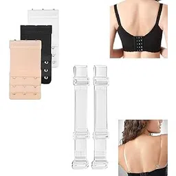 lakshminarayan sales 3pcs Elastic Bra 3 Hook Strap Extensions + 1 pair Clear Bra Strap Non-Slip Adjustable Bra Strap Transparent Shoulder Strap for women-picture-41
