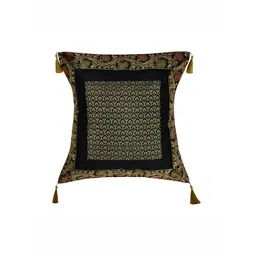 Lal Haveli Black & Gold Toned Ethnic Motifs Square Cushion Cover-picture-16