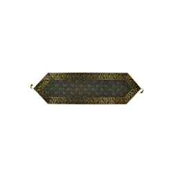 Lal Haveli Black & Gold Toned Floral Woven Design Table Runner-picture-12