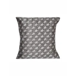 Lal Haveli Grey & Silver Toned Elephant Motifs Silk Square Cushion Cover-picture-18