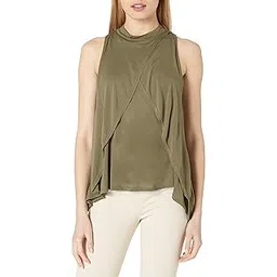 lamade Women's Sleeveless Mock Neck Overlap Front Top-picture-19