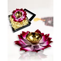 Lamina Set of 2 Lotus Shaped Large Size Brass Diya-6inch-picture-24