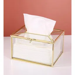 lamjum Classy Gold Glass & Metal Tissue Holder-picture-28