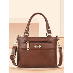 Lancer Women Solid Vegan Leather Crossbody Satchel Bag image 1