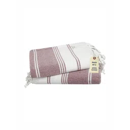 LANE LINEN 2-Pcs White & Red Striped Pure Cotton Beach Towels-picture-18
