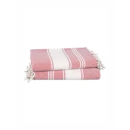 LANE LINEN Rose & White 2 Pieces Striped Pure Cotton Beach Towels-picture-34