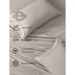 LANE LINEN Silver-Toned 144 TC Queen Bedsheet with 2 Pillow Covers image 4