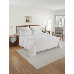 LANE LINEN White 5 Pieces Striped Pure Egyptian Cotton Bed Covers-picture-37