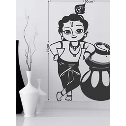LANSTICK Black Little Krishna Printed Waterproof Wallpaper image 2